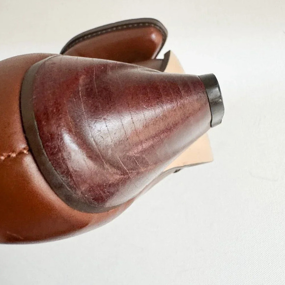 Vintage Leather Tucci Made in Italy Brown Unique Heel Loafers Shoeties 8 - Picture 14 of 15